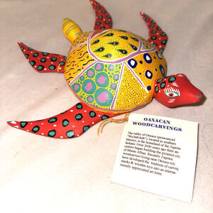 Antonio Carrillo Arrazola Oaxaca Carved & Painted Wood Folk Art Sea Turtle